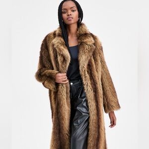 Bar lll Notch-Lapel Snap-Front Faux-Fur Jacket